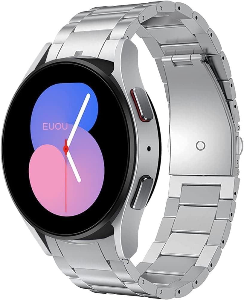 Titanium Band Compatible with Samsung Galaxy Watch 6 Classic 43mm / 47mm & Galaxy Watch 5 Pro 45mm & Galaxy Watch 4 Classic 46mm - No Gaps 20mm - Business Titanium Metal Watch Band
