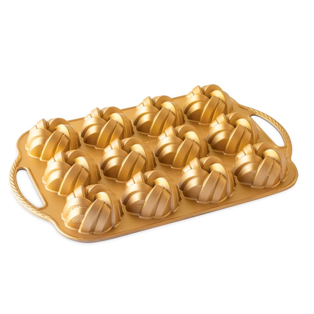 95377 Bundtlette Pan 75th Anniversary Braided Bundt Bites, Gold