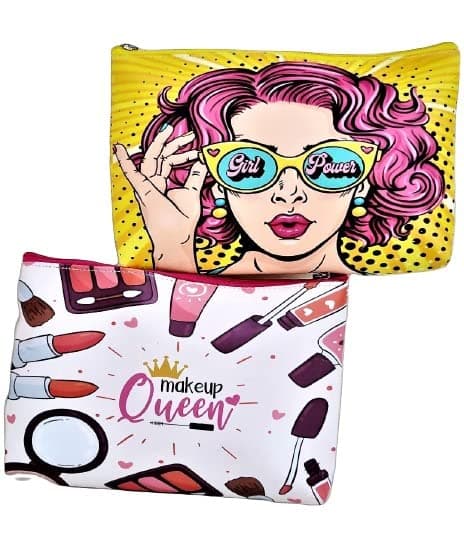 AL Asian LilyPrinted Designer Cosmetic Bag, Makeup Pouch for Women/Men Gifting for Navratri Diwali Dussehra Festivals Multifunctional Travel Kit Storage Toiletry Bag (21CM, Set of 2 Pouches),