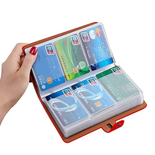 RFID Credit Card Holder, Leather Business Card Organizer with 96 Card Slots, Credit Card Protector for Managing Your Different Cards and Important Documents to Prevent Loss or Damage