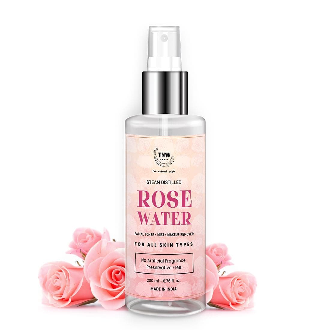 TNW-THE NATURAL WASH Steam istilled Rose Water/Toner/Makeup Remover (Free from Artificial Fragrance & Alcohol) - 200 ml