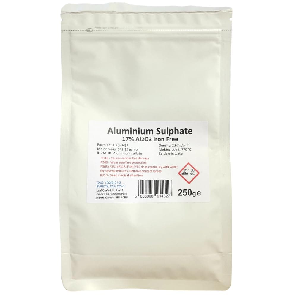 250g Bag Aluminium Sulphate. *. 17% Iron Free Alum Al2(SO4)3