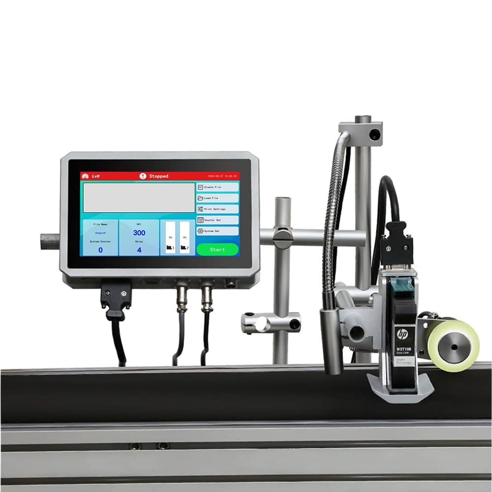 LBX1000 Online Inkjet Printer Date Coder Barcode Lot Codes QRcodes Continuous Inkjet Printer for Carton Box,Glass Bottle,Plastic Bags,Pet Bottles,Metal Parts Coding and Marking