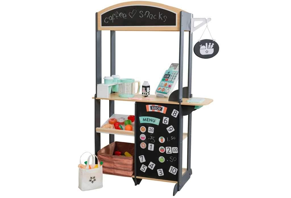 KidKraft Lets Pretend Shopkeeper Stand with 60 Piece Accessory Set