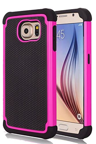 Galaxy s6 Plus edge case,s6 edge + case Defender Shockproof Drop proof High Impact Armor Plastic and Silicone Hybrid Rugged Cover Case for Samsung Galaxys s 6 edge Plus - Rose Red