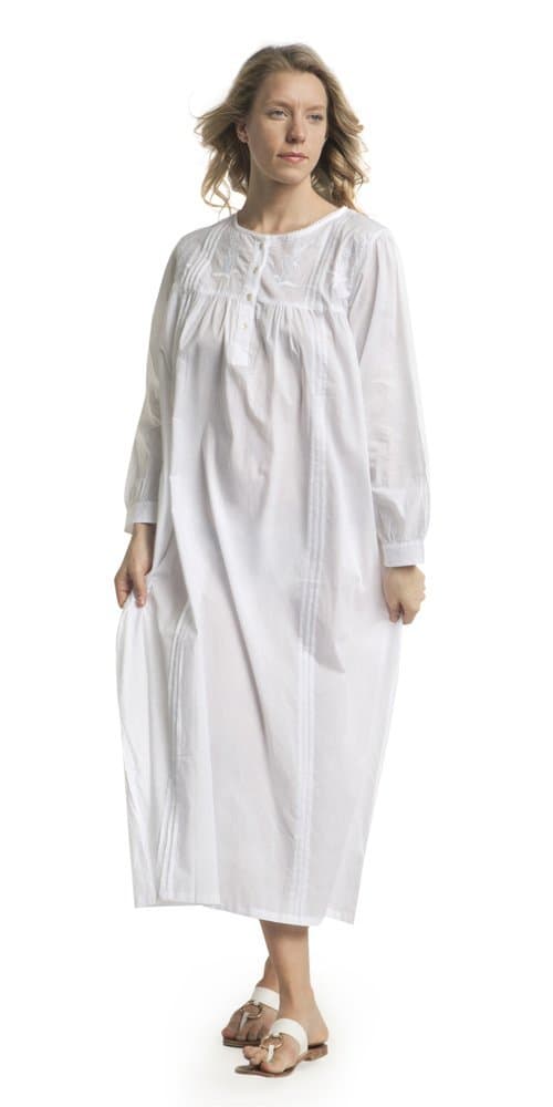 Cotton Women's Nightgown Embroidered - Kelly