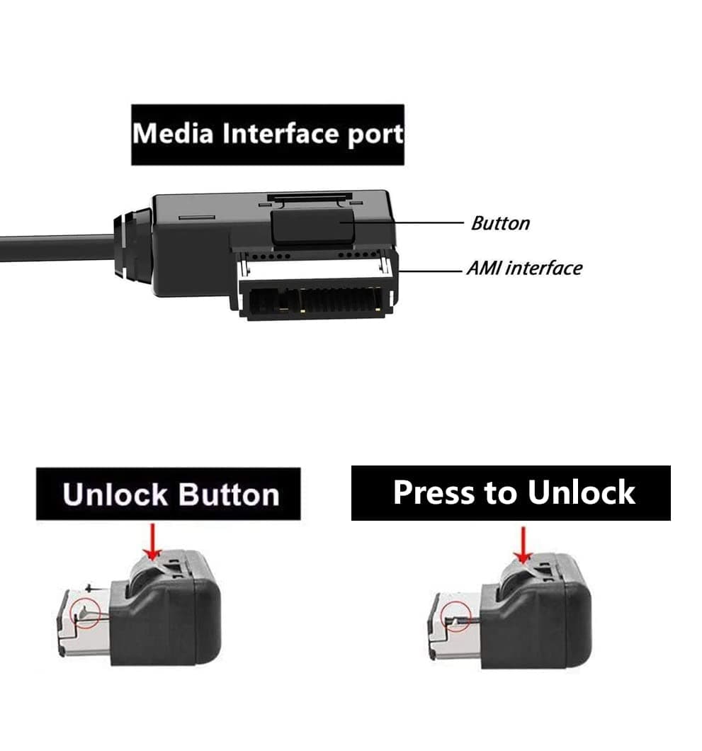 AMI MMI Aux Cable for Apple iPhone 14 13 12 11 XS XR X 8 7 6 Compatible with Audi A3/A4/A5/A6/A7/A8/S4/S6/S8/Q5/Q7/R8/TT, Car Aux Interface Dongle Compatible for VW CC Magotan