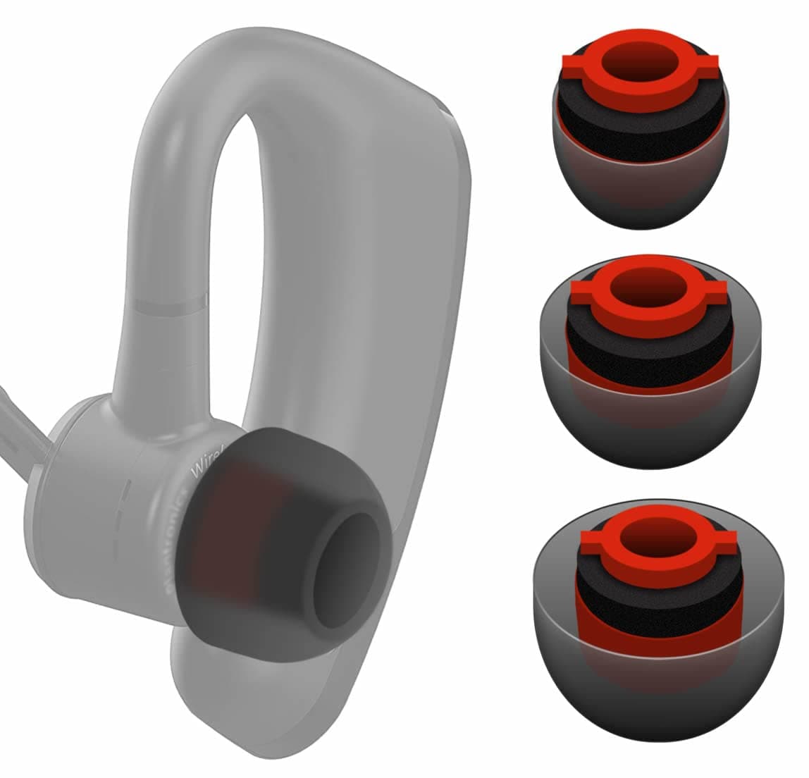 3 Pcs Silicone Ear Tips for Voyager 5200 / Voyager Legend, Replacement S/M/L 3 Size Noise Reduce Rubber Earbuds Gel Wings Compatible with Plantronics Voyager 5200 & Legend - Black