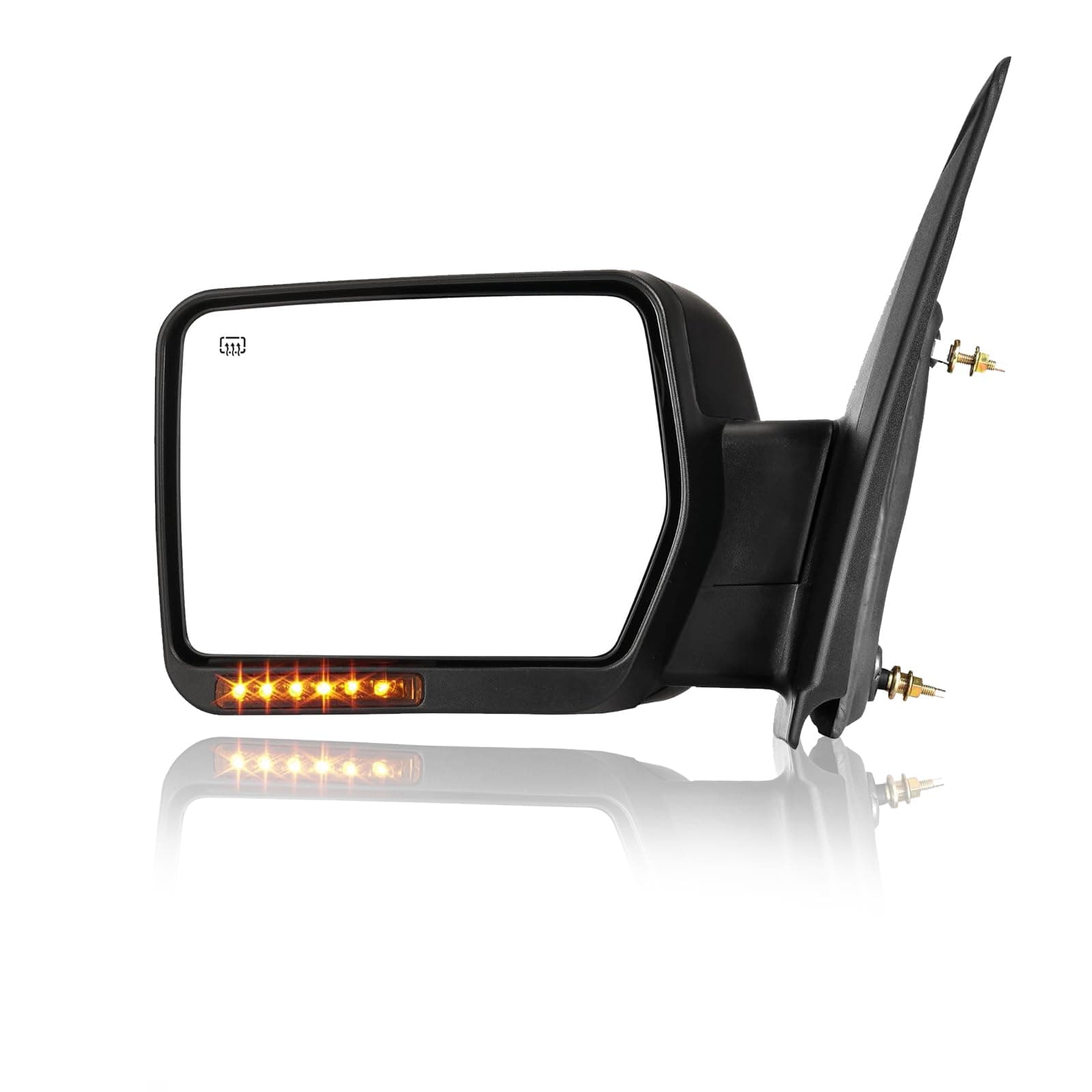 Towing Mirrors Fit 07-14 F150 Pickup Truck, Power Heated With Amber Signal Black Mirror Left Driver Side Replacement
