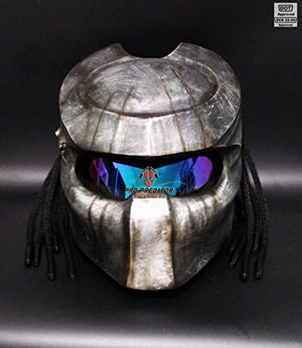 Pro Predator Motorcycle DOT Approved Helmet Silver Style include Tri Laser SY16 Size X Large