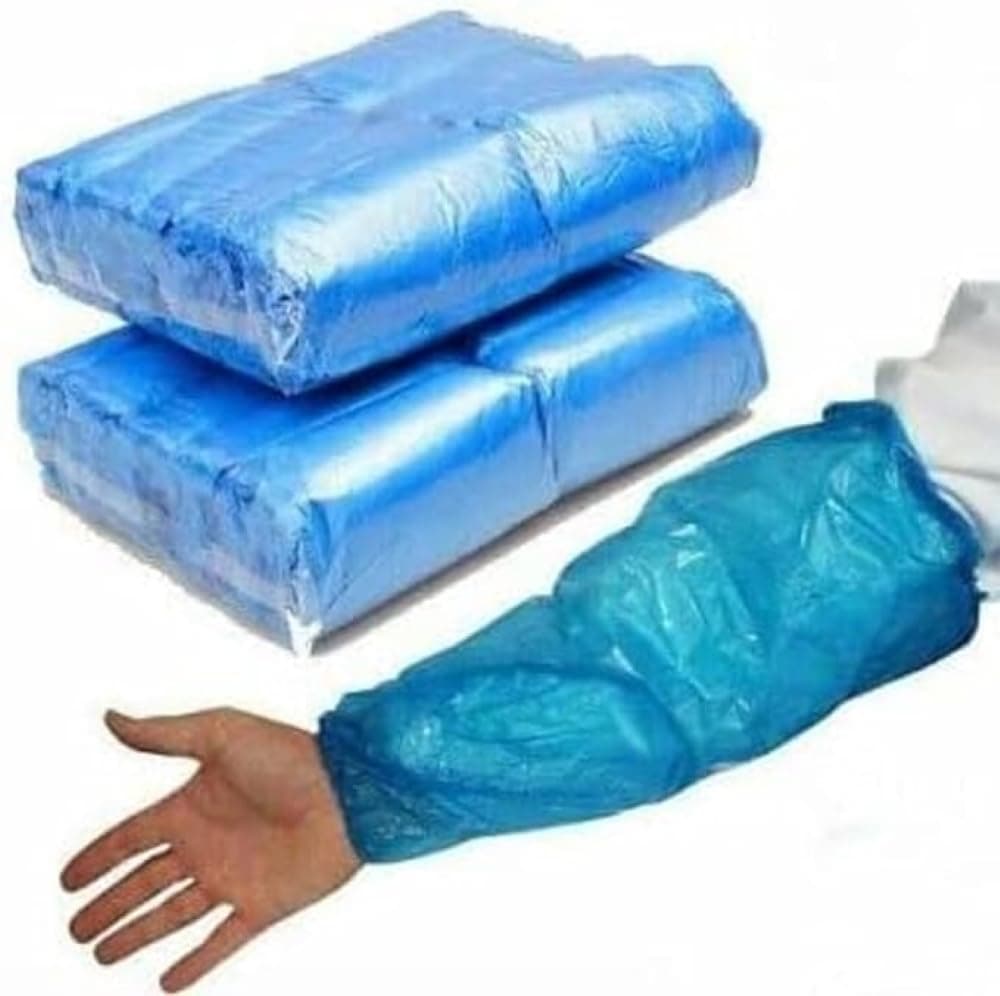 HOT BARGAINS Disposable Arm Sleeves Covers Blue, Plastic Over sleeves For Home Cleaning Medical Waterproof Cover One Size