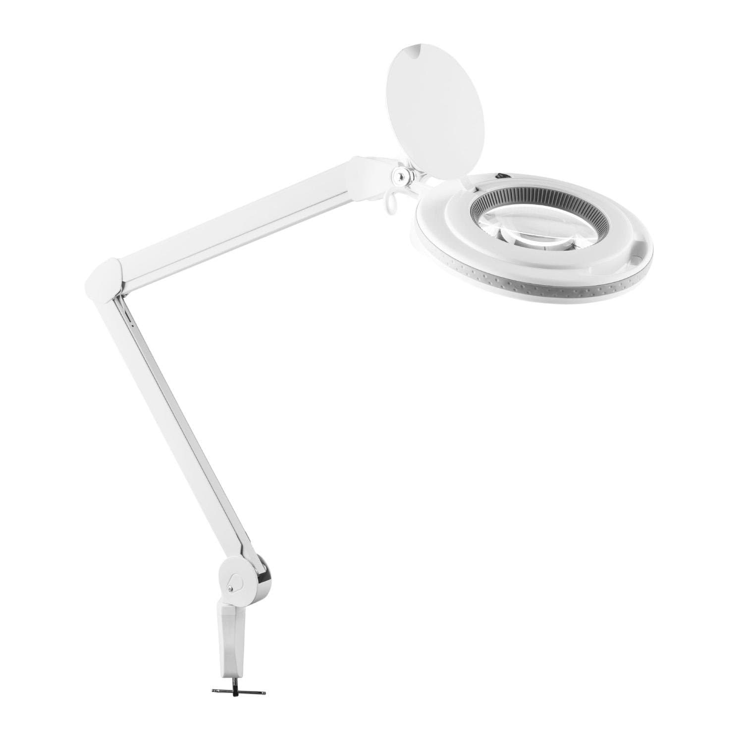 Lightcraft TeleLux Magnifying Lamp Tube Energy-Saving For Cosmetic Applications or Model-Building (22W, 5 Diopters and 12.5cm Real Glass Lens, 88cm Flexible Arm 3 Joints and Swivel-Head) - White