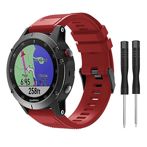 Junboer Compatible with Garmin Fenix 5 Watch Band, Quick Fit 22mm Soft and Durable Silicone Straps Sport Replacement Band for Fenix 6/Fenix 6 Pro/Fenix 5 Plus/Forerunner 935/945 Smartwatches