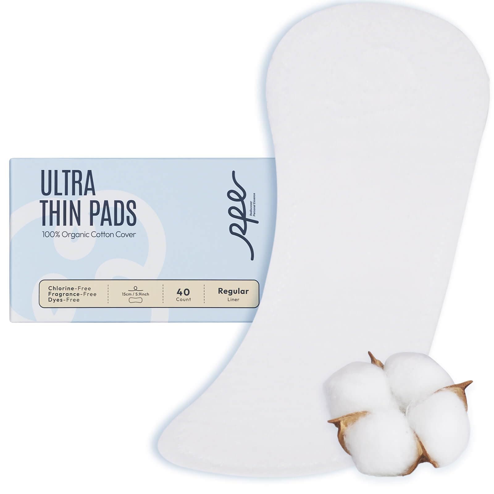 100% Organic Panty Liners for Women, Ultra Thin Cotton Cover, Regular Pantiliners, Light Absorbency, Unscented Barely There Pantie Liners, Individually Wrapped (Regular Liner, Size 1, 40ct)[Amazon-developed Certification] Compact by Design