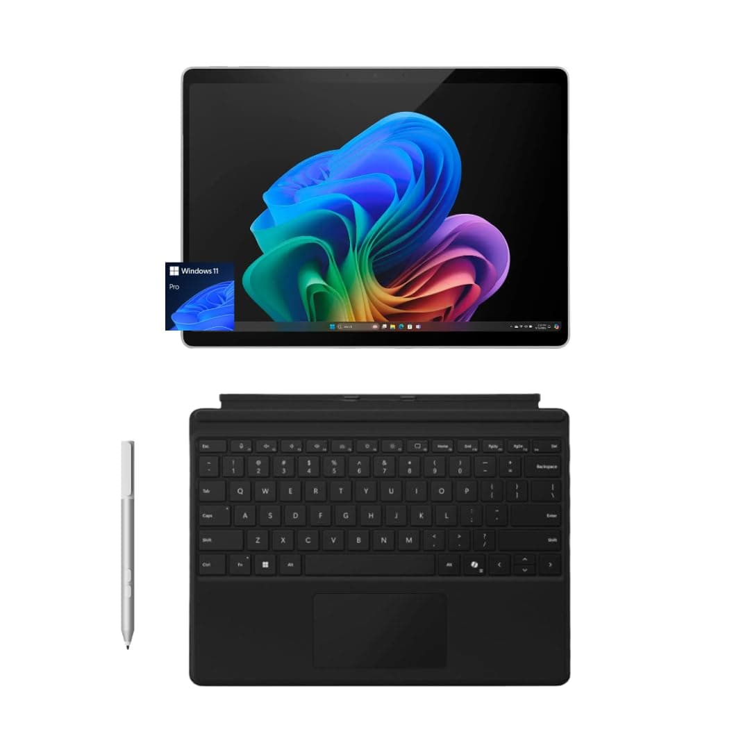 Surface Pro 11 Bundle, 2-in-1 Tablet with Pro Keyboard and Surface Pen, Copilot+ PC, 13" Touchscreen OLED, Snapdragon X Elite, 32GB RAM, 1TB SSD, Windows 11 Pro, Platinum