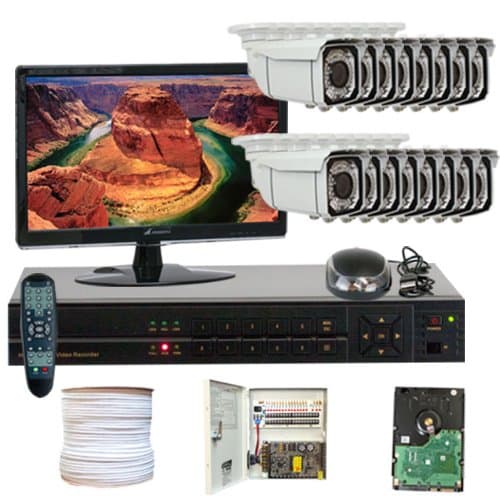 Professional 16 Channel H.264 960H & D1 Realtime DVR Security Camera System with16 X 1/3" Effio-E CCD Camera. 700 TV lines, 2.8~12mm varifocal lens, 66 IR LEDs, 196 ft IR Distance. Free LED Monitor. 4 CH WD1 +12 CH WCIF Recroding +16 CH playback. iPhone, Android Viewing. New color graphical menu. Network live, backup, playback, USB2.0 Backup, PTZ Control