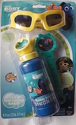 Disney Finding Dory 3D Bubble Maker Wand Solution Glasses Spill Stopper Kids Fun Play Kit
