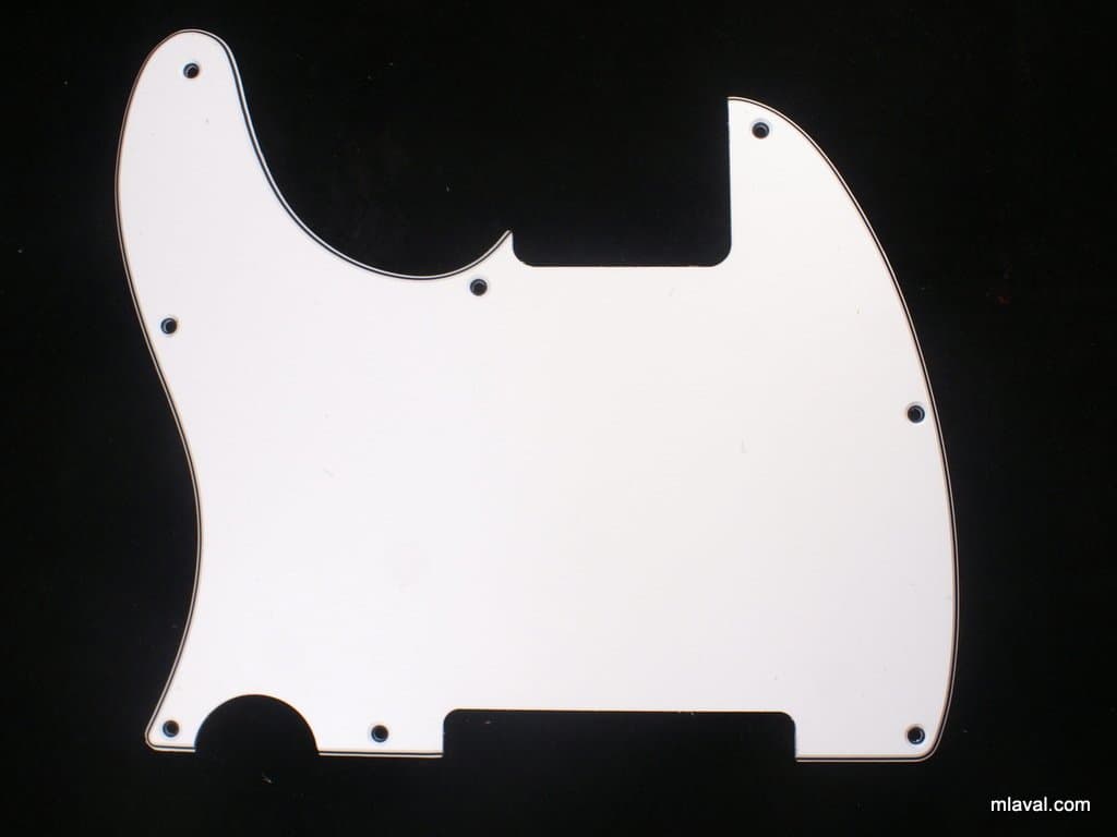 (C20)Custom 3 Ply Left Handed Guitar Pickguard For Tele Esquire, WHITE