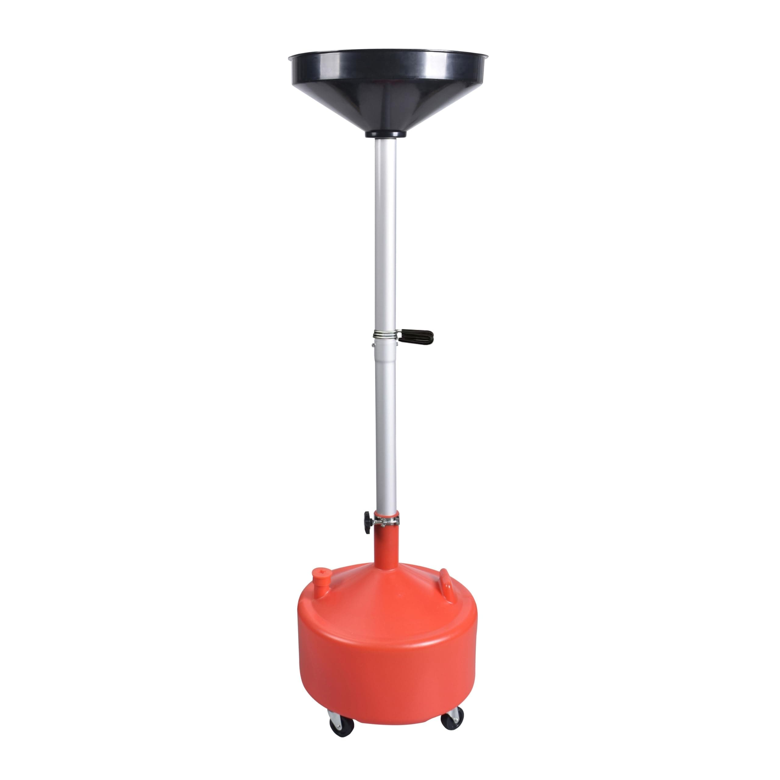 A A IN AA045 8 Gallon Portable Waste Oil Drain,Industrial Fluid Drain Tank with Wheels and Adjustable Funnel Height. Red.