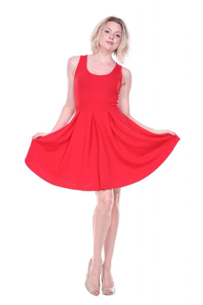 White Mark Universal 826-91-M Crystal Fit & Flare Dress - Red - Medium