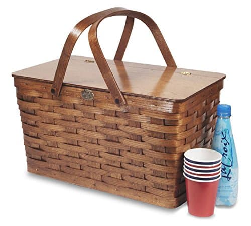 Peterboro Baskets Classic Picnic Storage Furniture Finished Basket - Cherry Finish