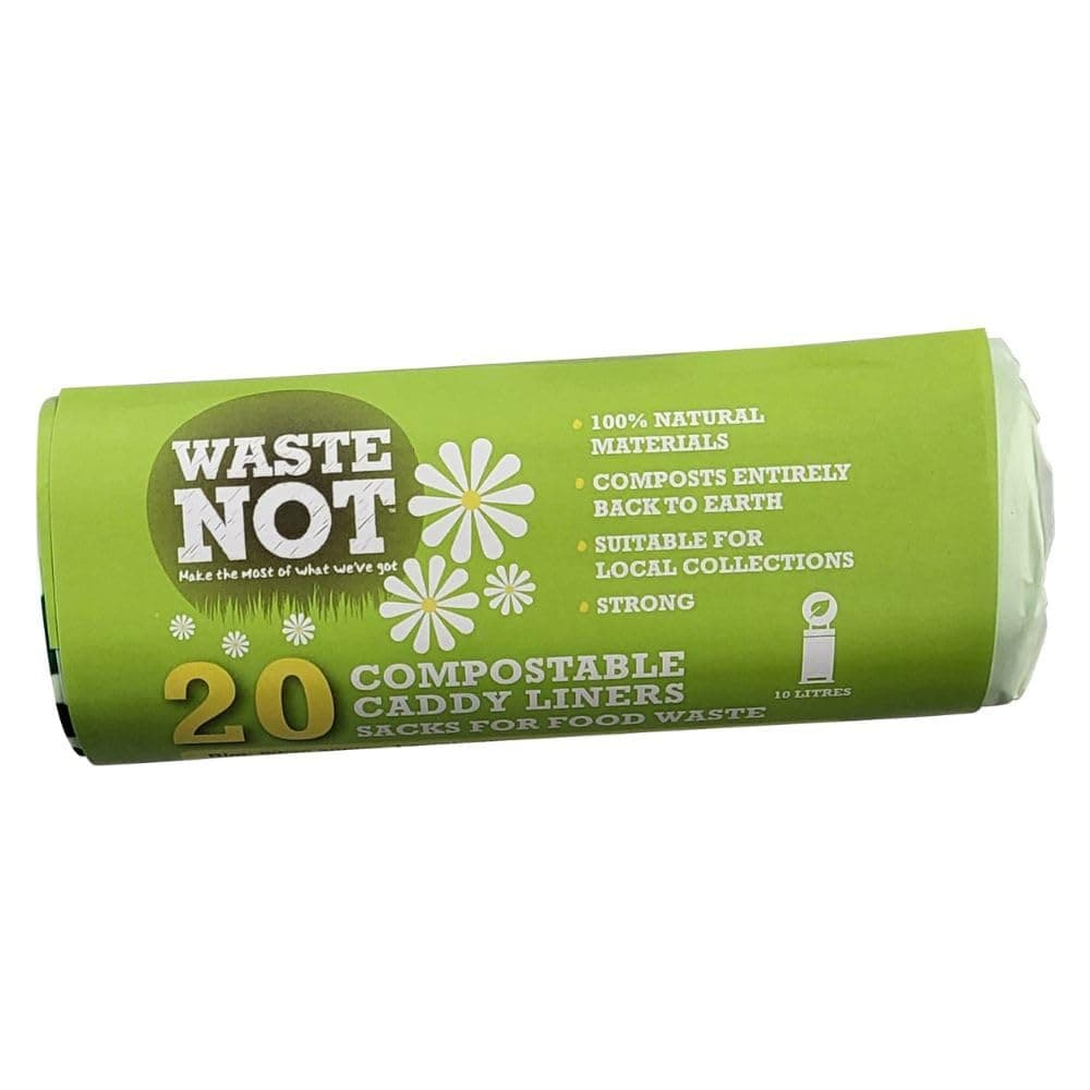 Compostable Caddy Liner, 100% Natural Material, 100% Biodegradable Bin Bags, 10L Capacity, Roll of 20