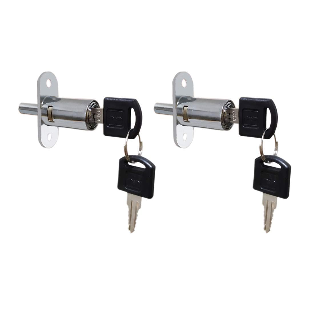 Push Plunger Lock 19mm x 23mm Cylinder Head Chrome Plated Zinc Alloy Keyed Alike 2 Pack