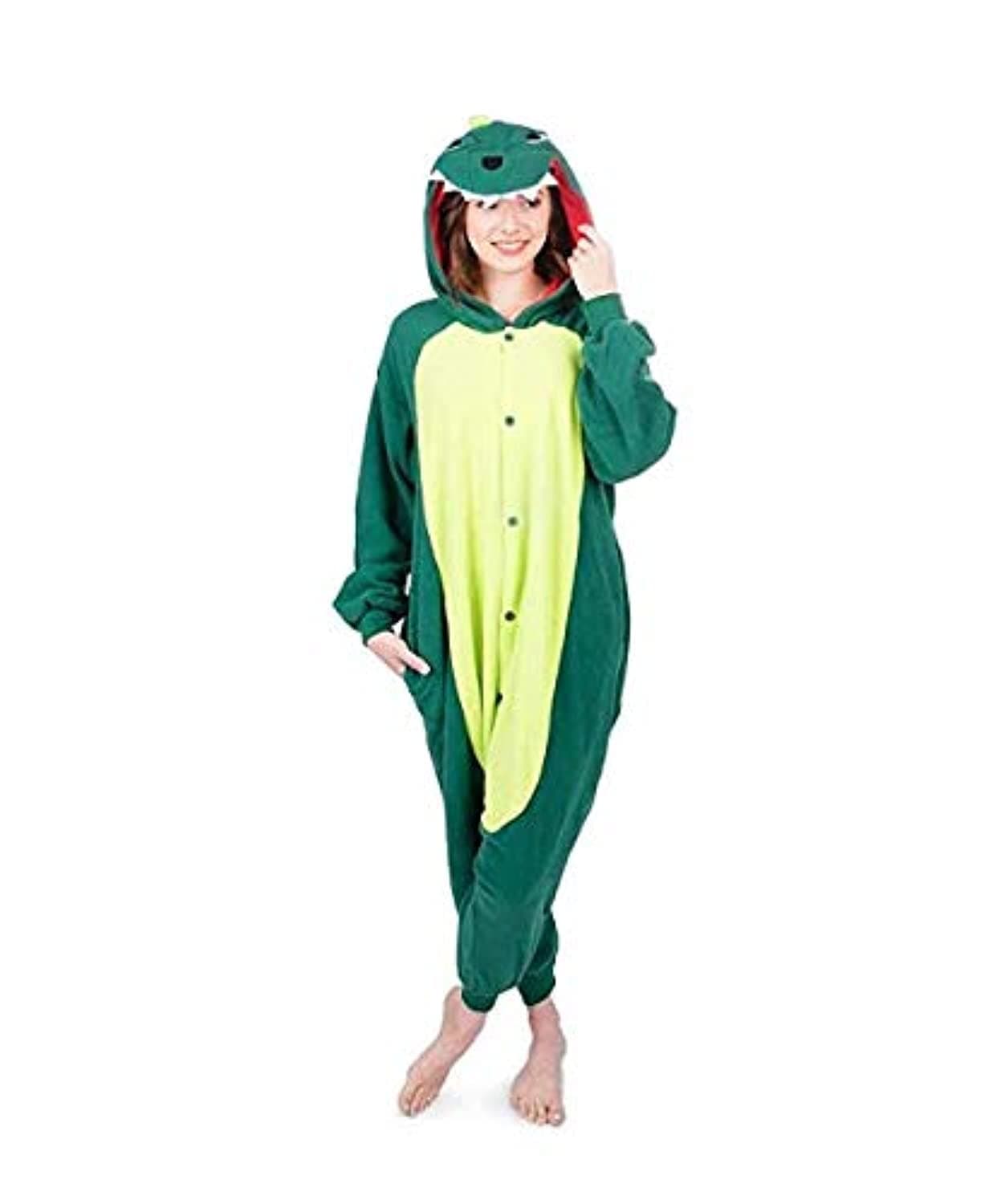 Unisex Flannel Dinosaur Onesies Animal Cartoon Siamese Pajamas (XL)