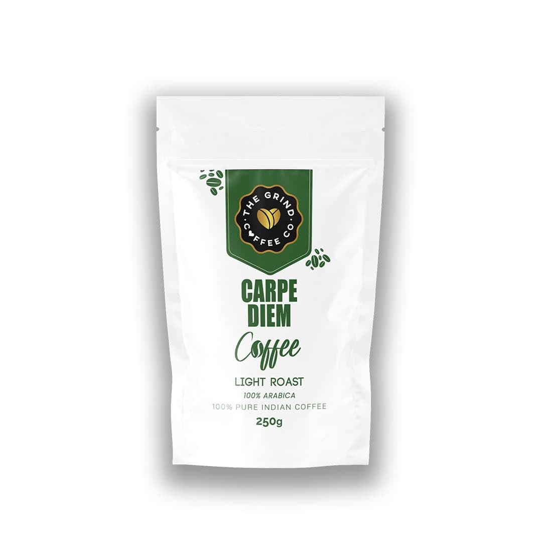 The Grind Coffee Co. | Carpe Diem | 250 g| 100% Arabica Pure Indian Roasted Ground Coffee Sourced Directly From Coorg | Light Roast | Aeropress (Medium Fine Grind)