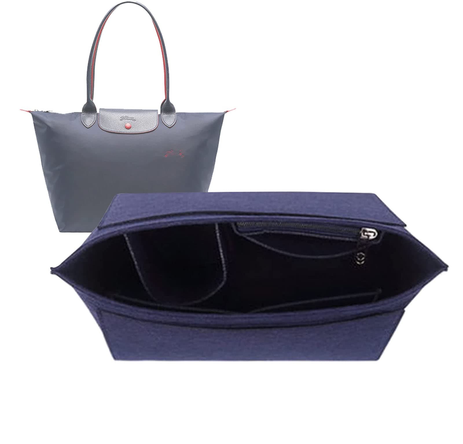 Lckaey Tote Bag Organizer Insert - Felt Organizer for Longchamp Le Pliage Large Tote - Navy Blue