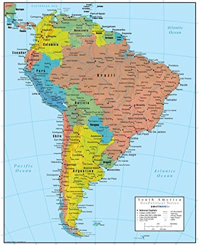 Swiftmaps South America Wall Map Geopolitical Edition by SM SA SM L