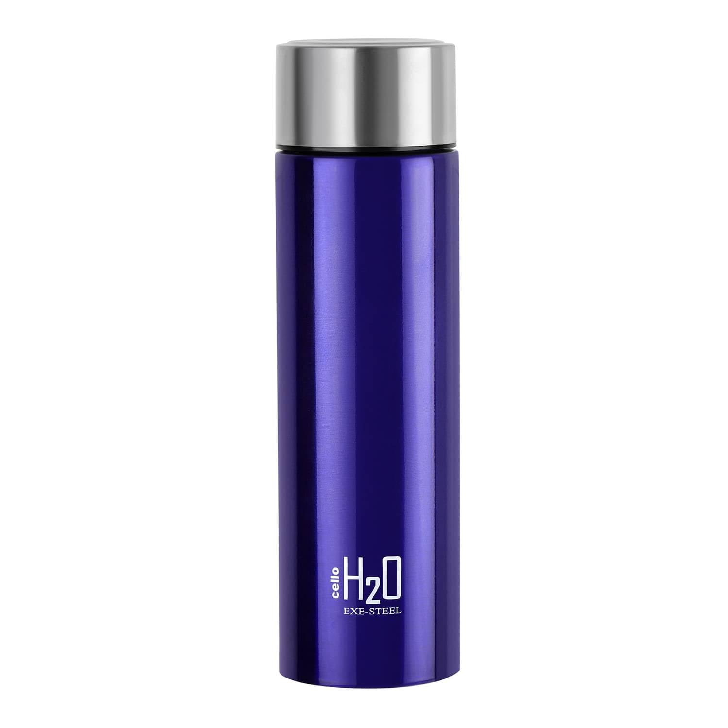CELLO H2O Stainless Steel Water Bottle | Leak proof & break-proof | Lid is sealed by a silicone ring | Best Usage for Office/School/College/Gym/Picnic/Home/Fridge |1 Litre | Blue, Set of 1