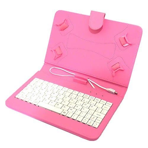 7 Key TAO HOT Pink= TESCO HUDL 1 and 2 Case Cover PU Leather with Built in Keyboard HUDLE 7 and 8.3-Inch HOT-Pink