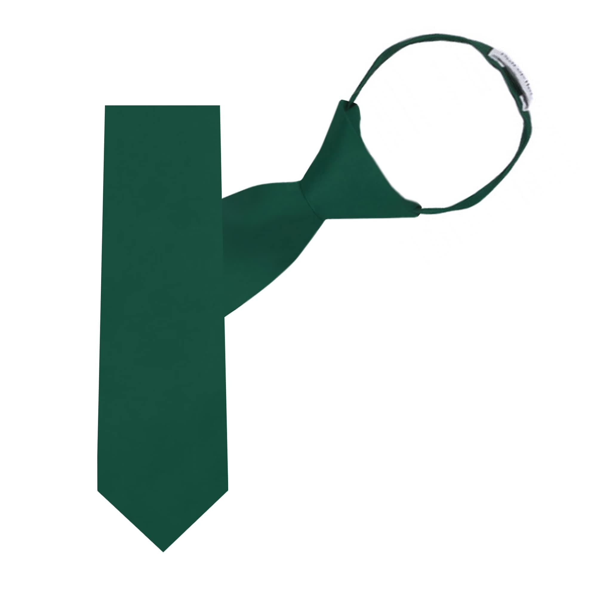 Jacob Alexander Boy's 14" Pretied Solid Color Zipper Tie