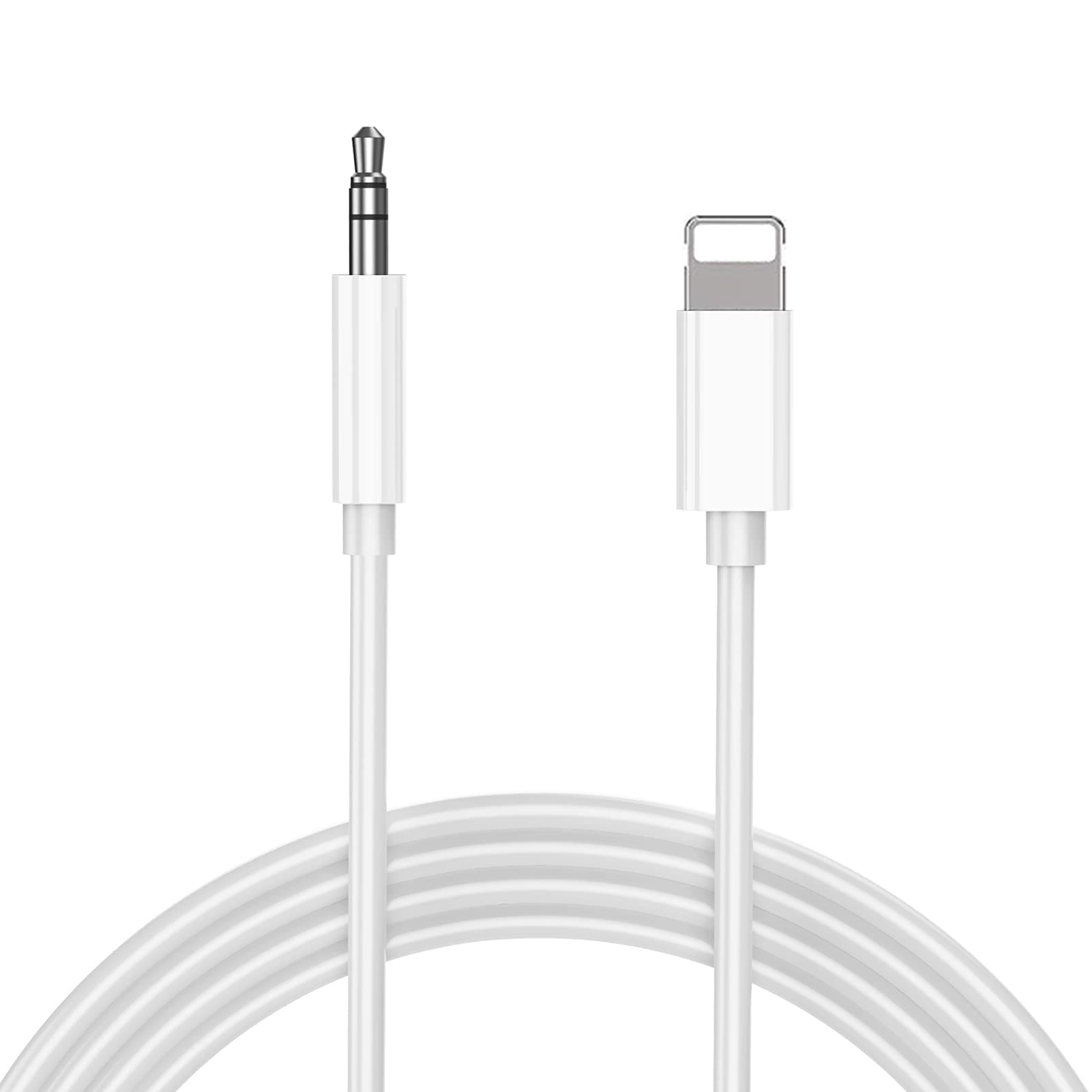 Car Aux Cable for iPhone 8 Aux Cord for Car to 3.5mm Jack Headphone Adapter for Aux Cable to Car Stereo Speaker Compatible for iPhoneXS/XR/X/8/7Plus/11pro/iPad/iPod and All iOS System Upgraded - White