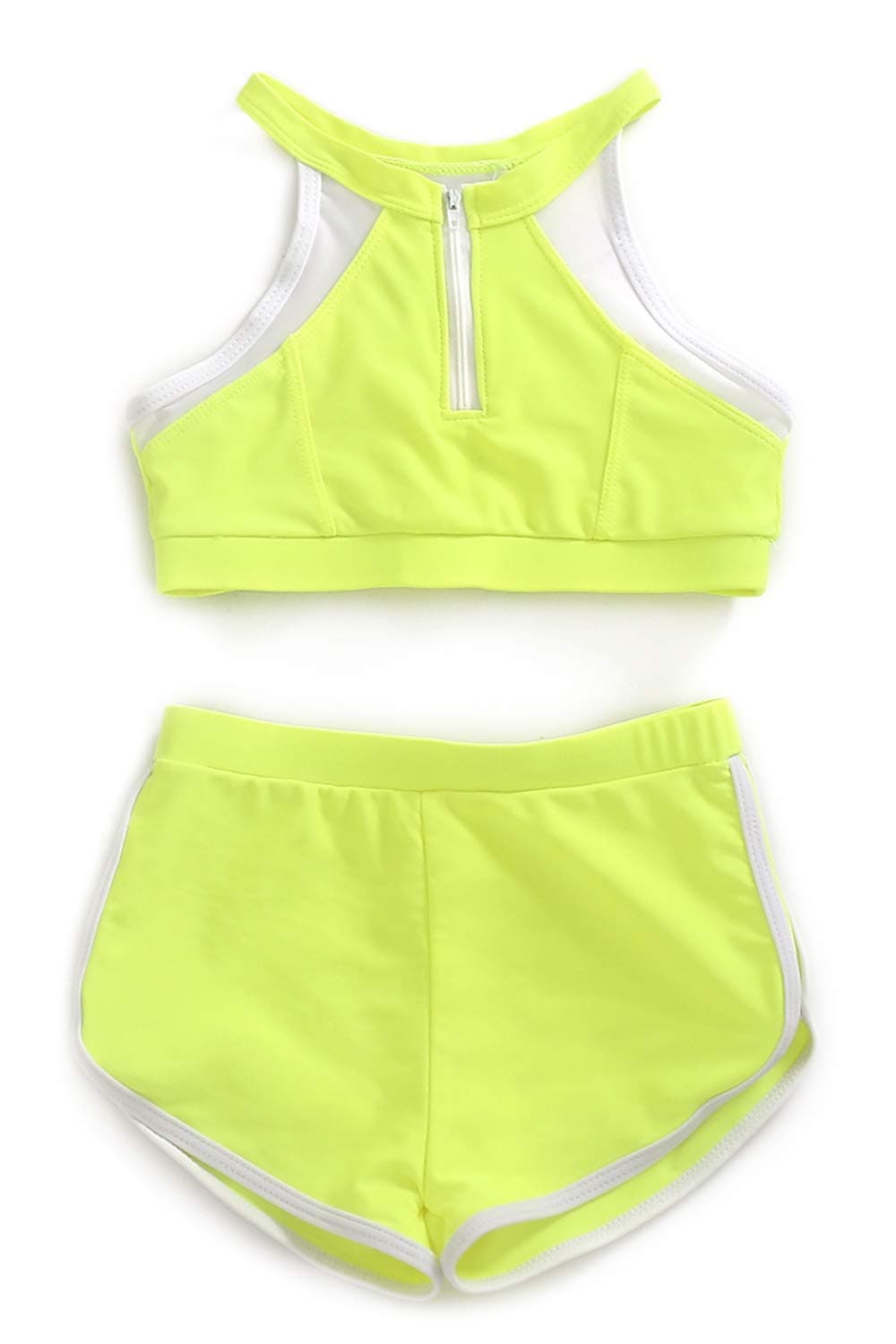 XUNYU Girls Athletic Two Piece Swimsuit Tank Tops Bikini Set Sports Swimwear Bathing Suits for Women