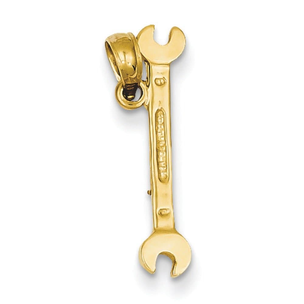 14k Yellow Gold 3-D Wrench Charm Pendant - 20mm