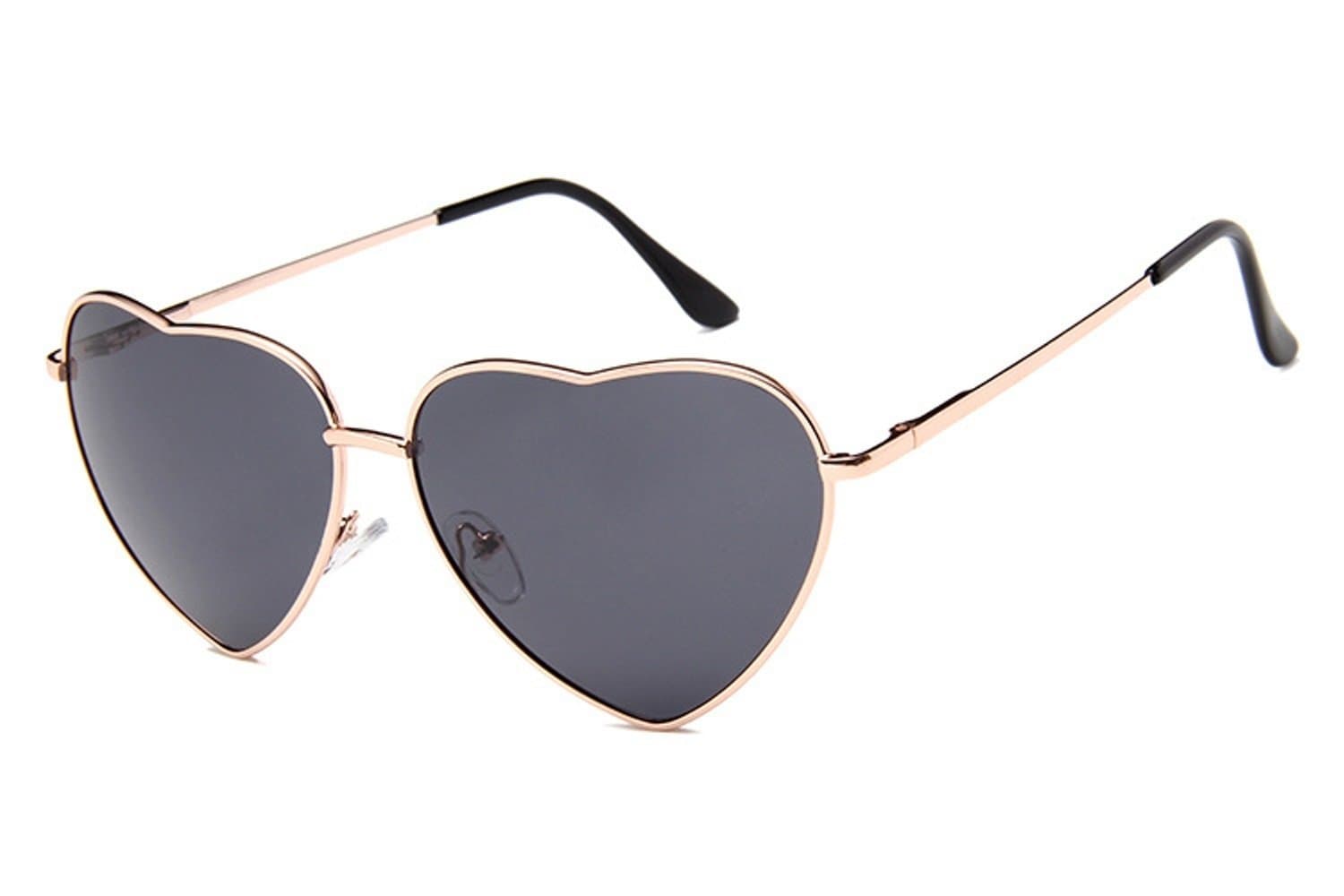 Chezi Metal Colorful Tinted Lens Heart Sunglasses