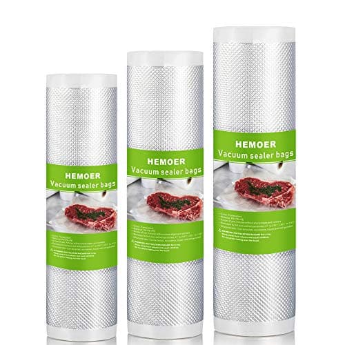 Vacuum Food Sealer Bags, HEMOER Commerical Grade Customized Sized Kitchen Food Storage Vac Seal Rolls (10 x 197inch, 11x 197inch)
