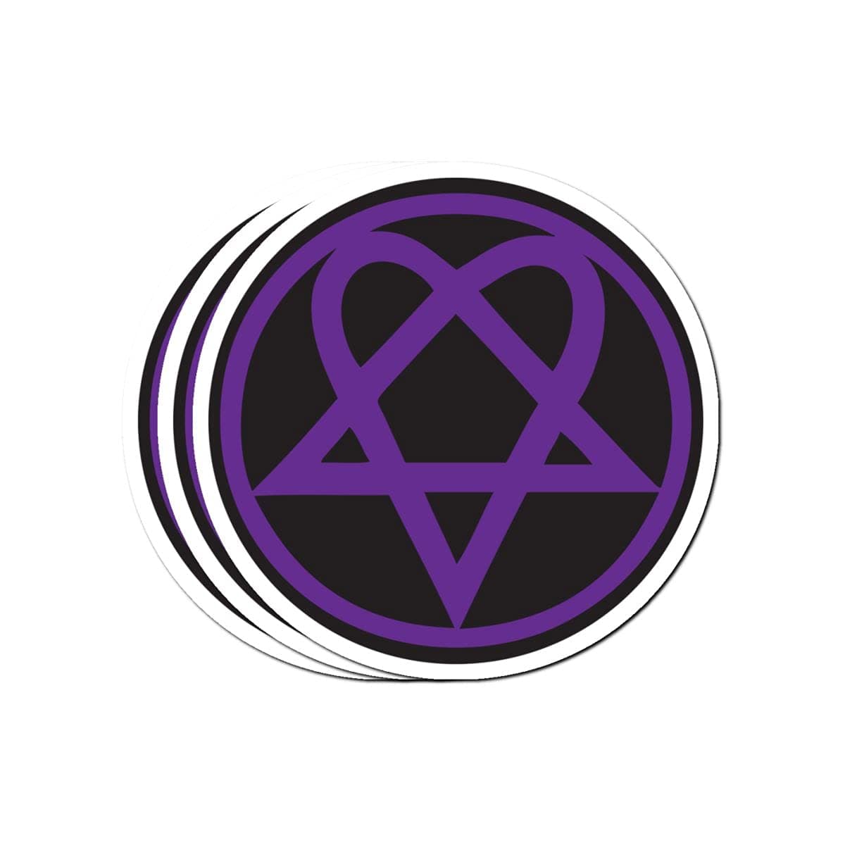 Heartagram - Purple on Black Stickers (3 Pcs/Pack)