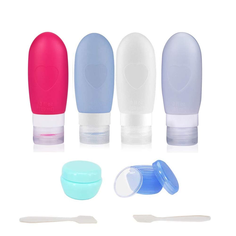 NOSUBO Travel Bottles 3oz TSA Approved Accessories Leakproof Silicone Cosmetic Containers and 20ml Cream Jars with EVA Clear Toiletry Bag for Shampoo, Conditioner, Lotion, Toiletries
