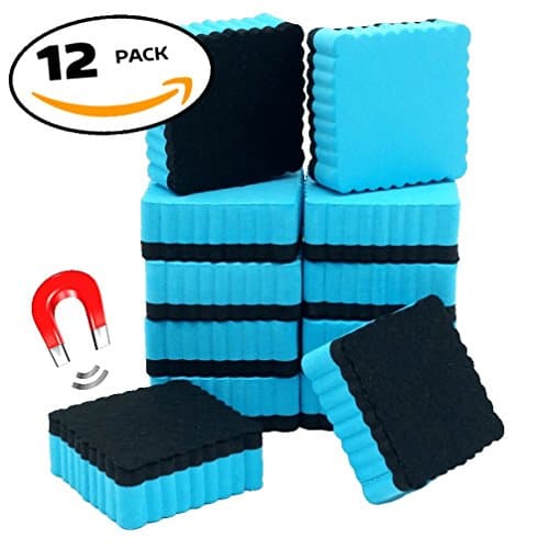 12 Small Whiteboard Erasers | Classroom Dry Erase Eraser - Magnetic - for Home - Office - School - Teacher