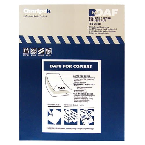 CHADAF8, 1.5 mil Applique Drafting Film, 100 / Box, Clear