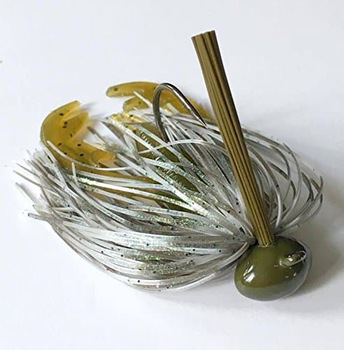 Screwy Lewy Lures Football Bass Jigs with Craw Trailer (Green Shad, 1/4 oz)