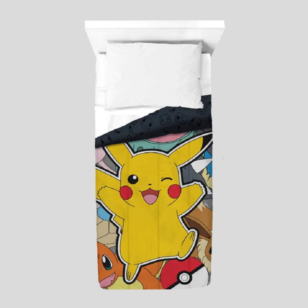 Franco Pokemon Twin Battle Squad Reversible Comforter and 3 Piece Twin Sheet Set