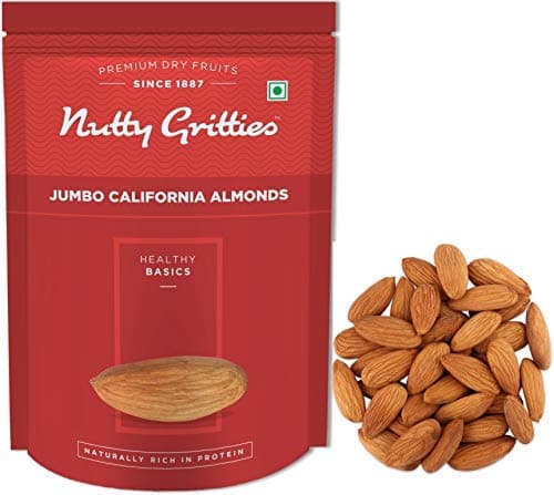 Nutty Gritties California Almonds Badam Raw 500g and Natural, Jumbo For Morning Consumption Dry Fruit, High Protein, Vegan Friendly Snack