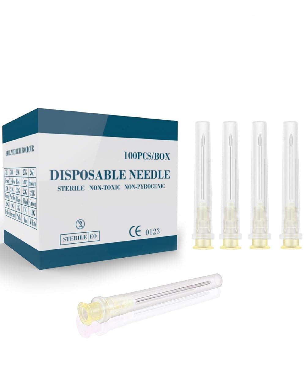 20G 1 Inch (25MM) Needle Luer Lock Industrial Accessories for Scientific Measuring, Refilling Liquid, Inks, 100Pcs Individual Package