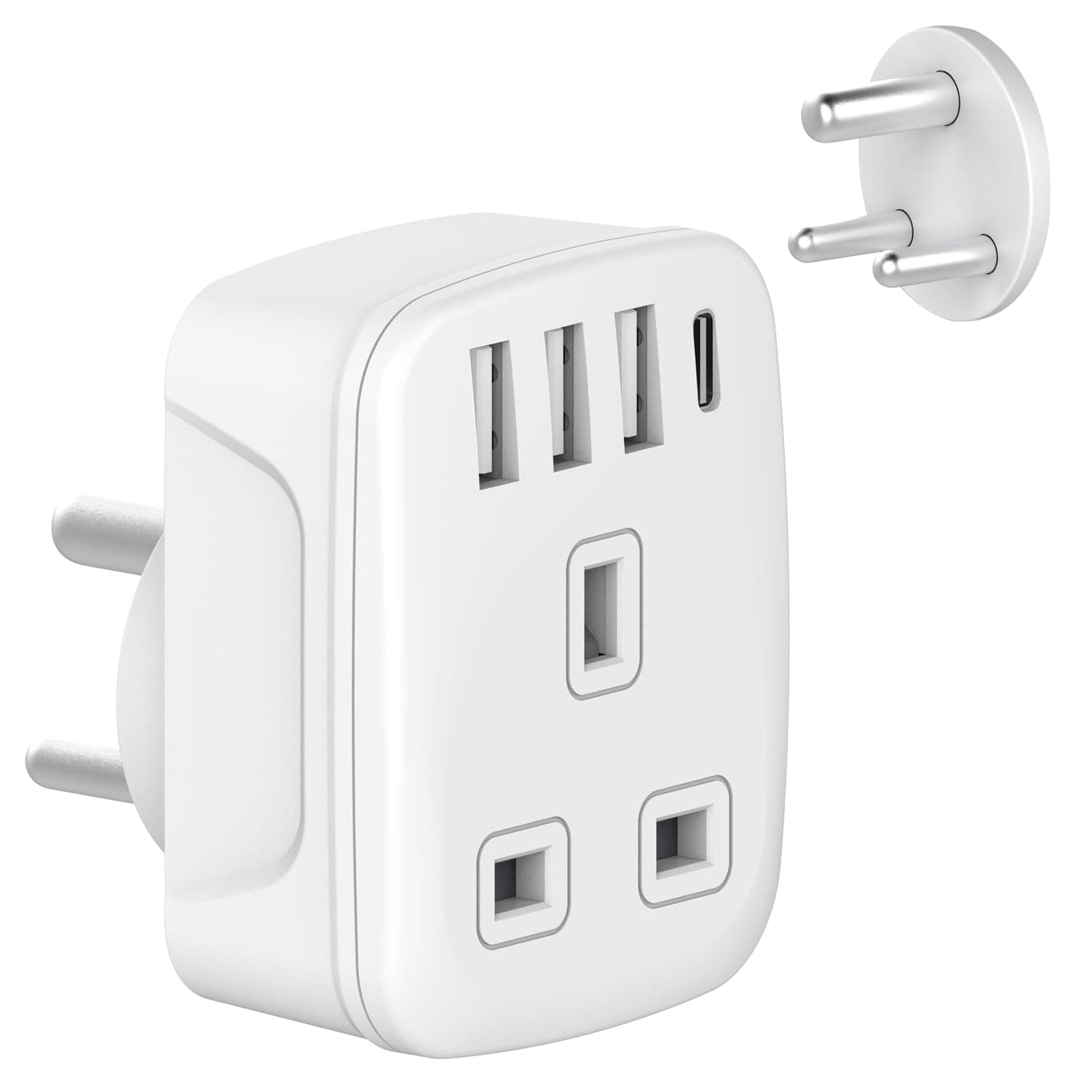 – Amoi UK to India Plug Adapter India to UK Plug Adapter Sri Lanka Plug Adapter,- 4 USB Ports 17W USB C Fast Travel Charger, Grounded, For India, Pakistan, Sri Lanka, Yemen (Type D)