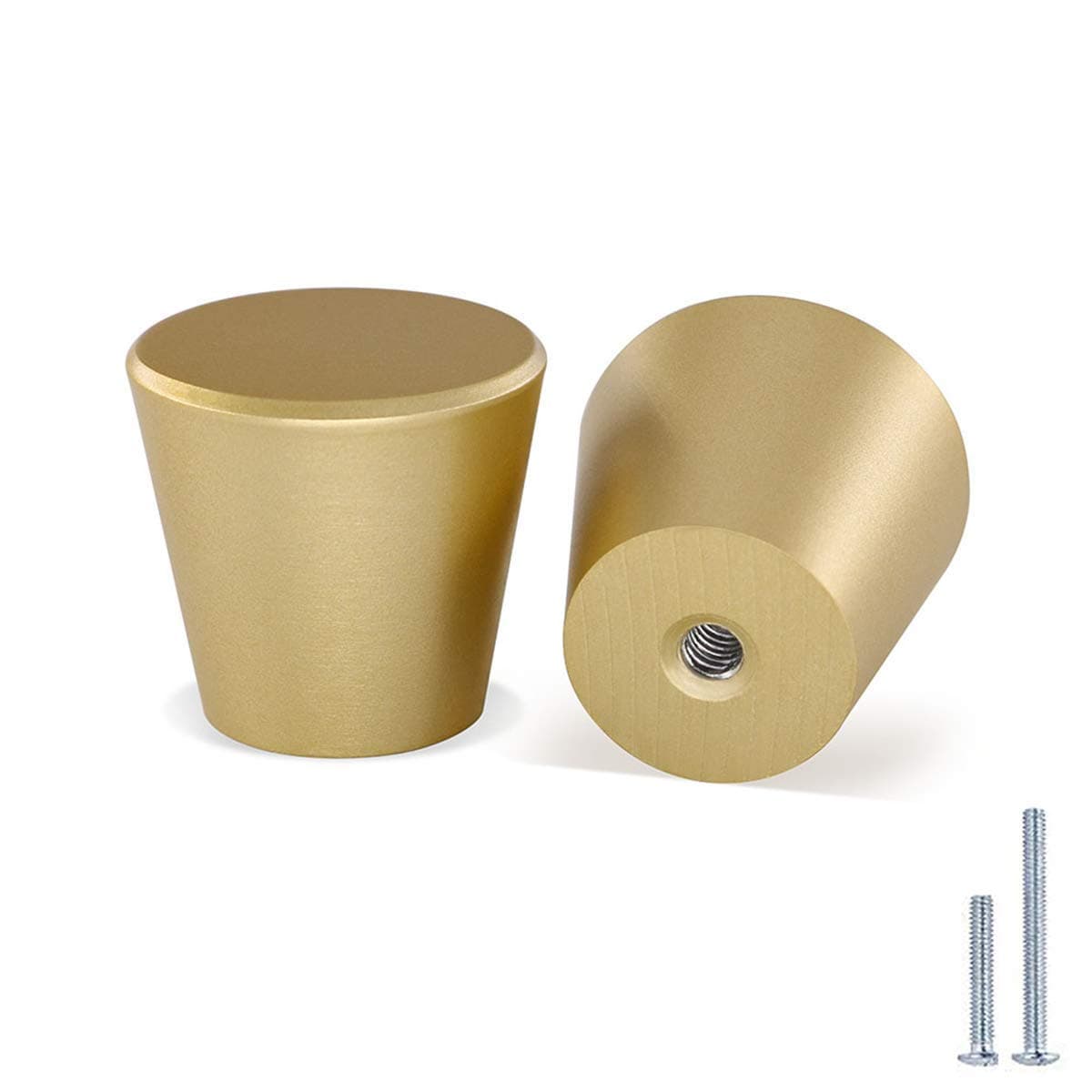 10Pack Peaha Brass Knobs for Ktchen Cabinets Drawer Knobs - PH745GD Gold Cabinet Knobs for Dresser Drawers Diameter 1in(25mm)