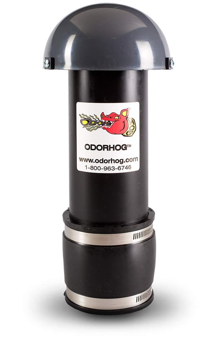 OdorHogClamp On Vent Stack Pipe Filter 3", Black ABS with Mushroom Cap, Removes Outdoor Septic and Sewer Odor Problems (3.0-inch)